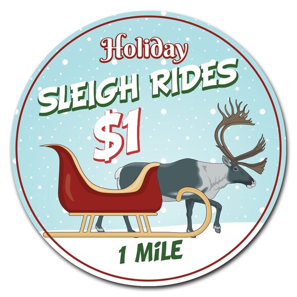 Sleigh Rides Circle Vinyl Laminated Decal